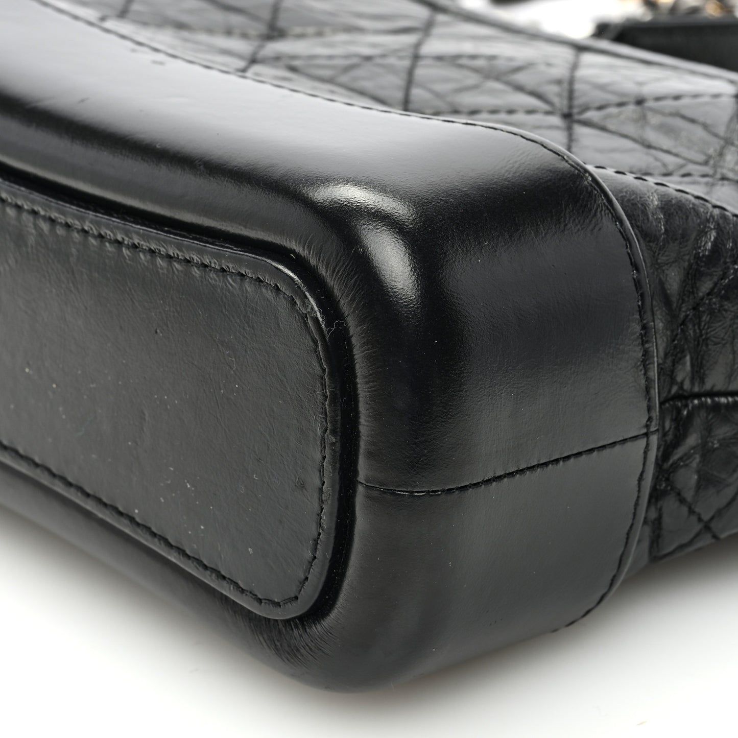 Aged Calfskin Quilted Small Gabrielle Hobo Black