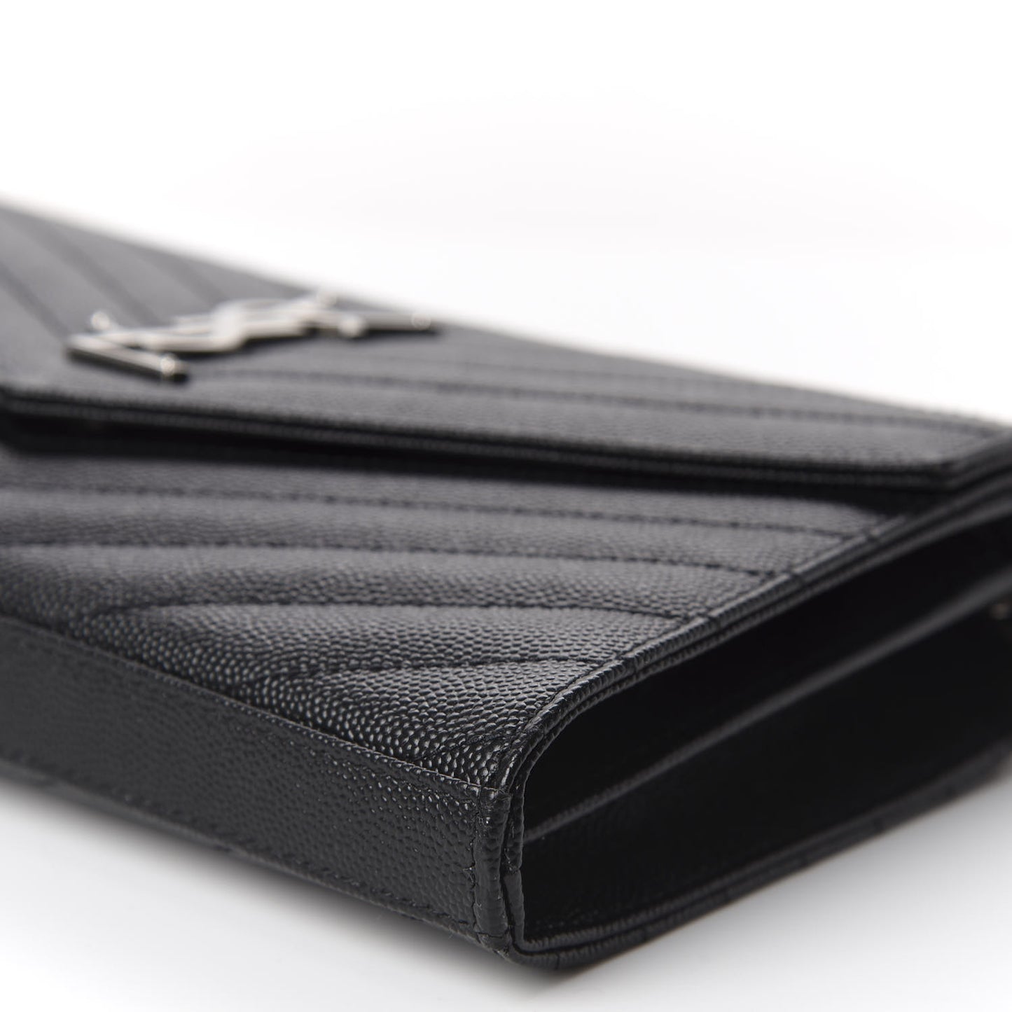 Grain De Poudre Matelasse Chevron Monogram Chain Wallet Black