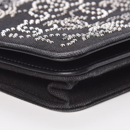 Chanel Canvas Studded CC Wallet On Chain WOC Black 10 of 14