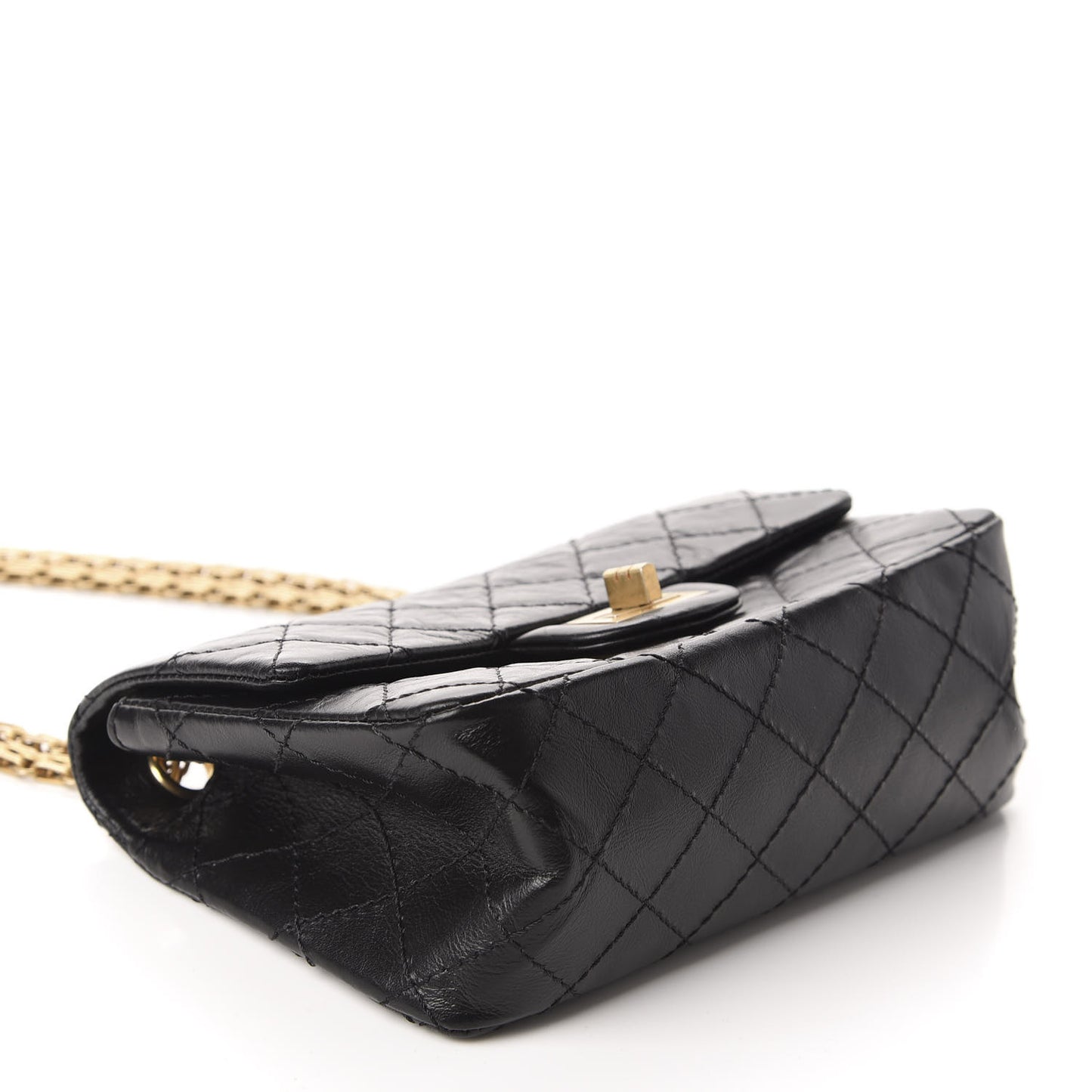 Aged Calfskin Quilted 2.55 Reissue Mini Flap Black