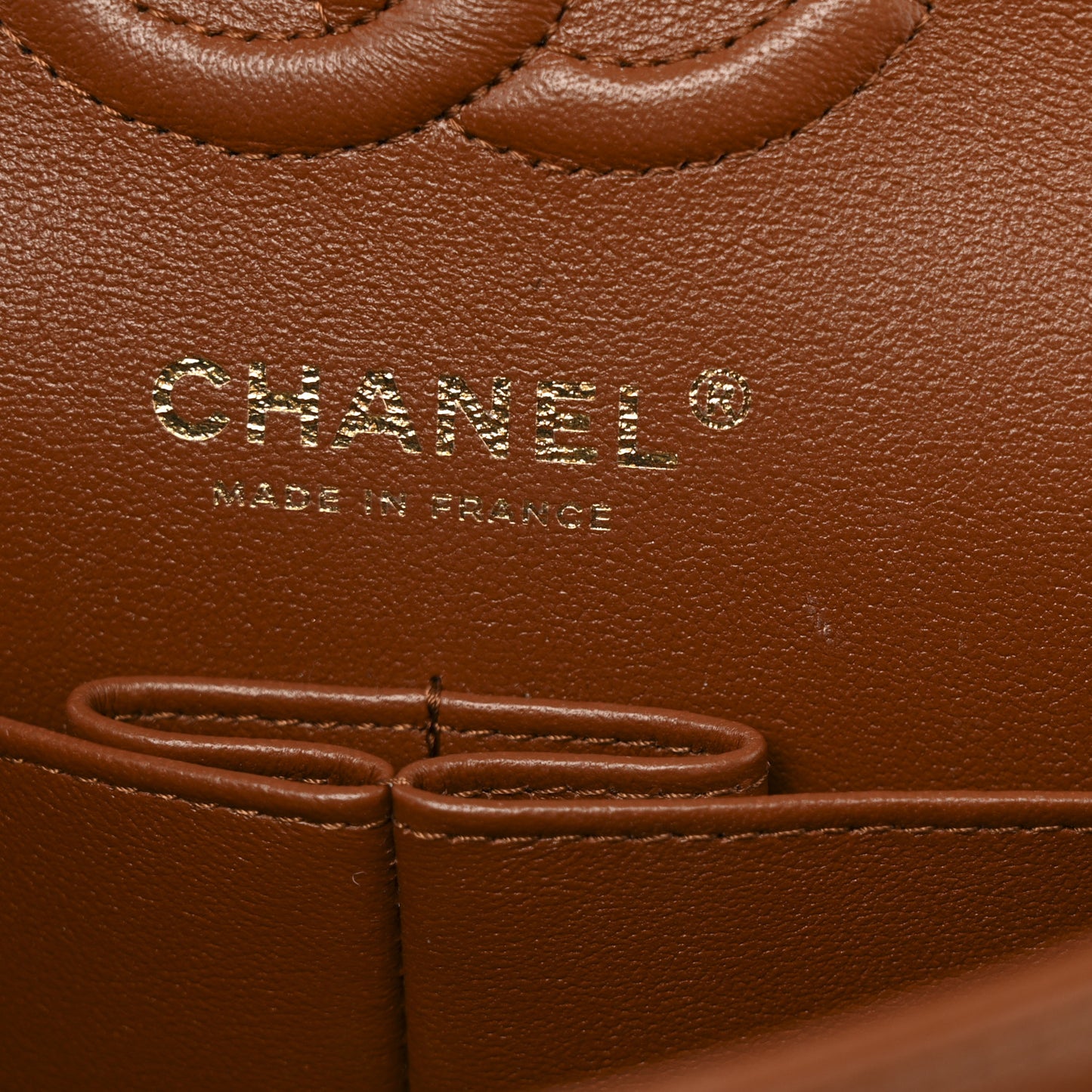 Caviar Quilted Small Double Flap Light Brown