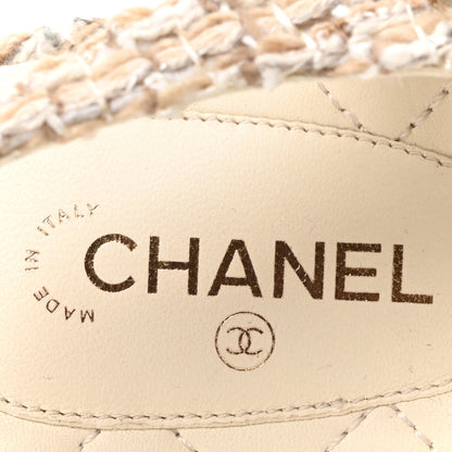 Chanel Tweed Pearl CC Thong Sandals 39 Ivory 8 of 9