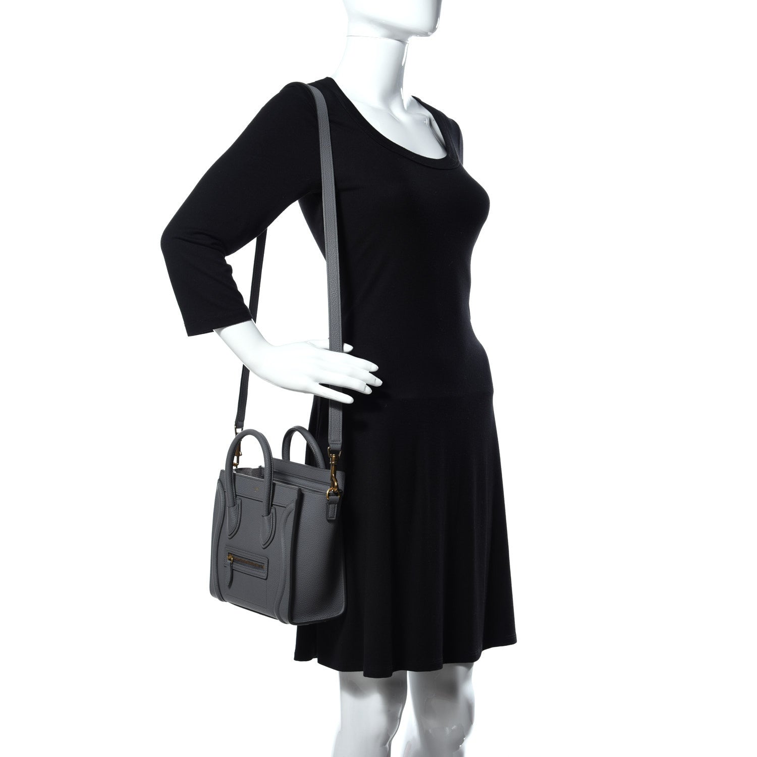 Celine Baby Drummed Calfskin Nano Luggage Kohl 2 of 9