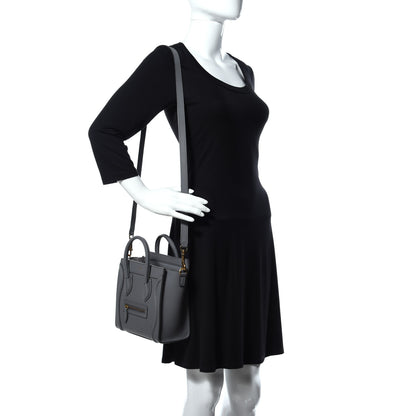 Celine Baby Drummed Calfskin Nano Luggage Kohl 2 of 9