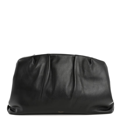 Celine Calfskin Pleated French Lock Clutch Black 1 of 8
