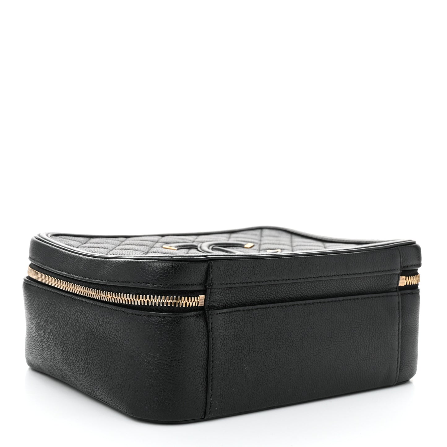 Caviar Quilted Large CC Filigree Vanity Case Black