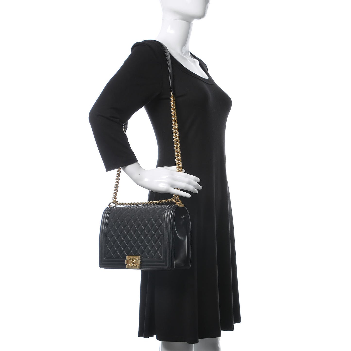Lambskin Quilted New Medium Boy Flap Black