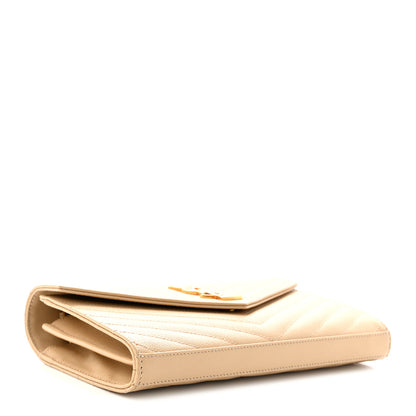Saint Laurent Grain De Poudre Matelasse Chevron Monogram Chain Wallet Nude Powder 4 of 10