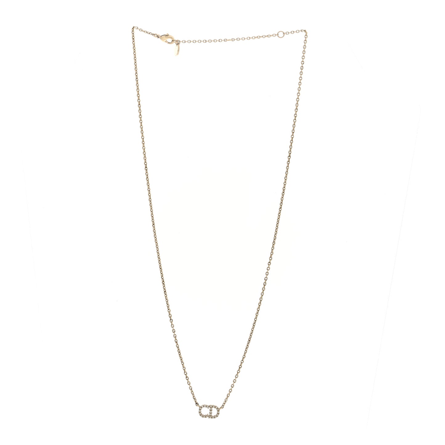 Metal Crystal CD Necklace Gold