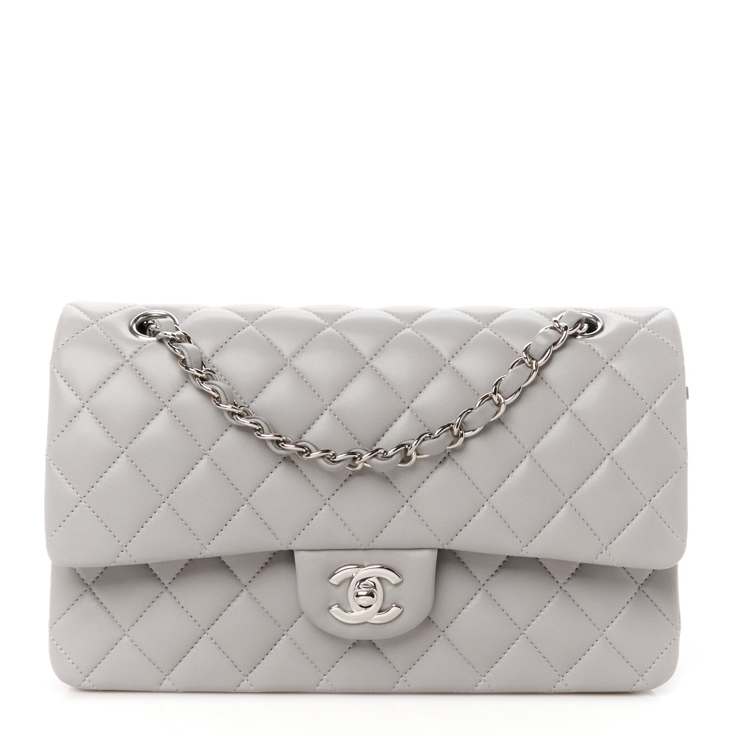 Chanel Lambskin Quilted Medium Double Flap Grey 1 of 12