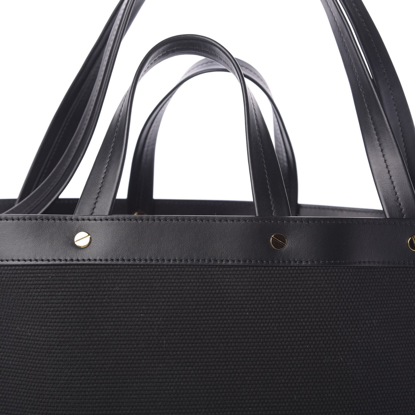 Canvas Calfskin Logo Tote Black