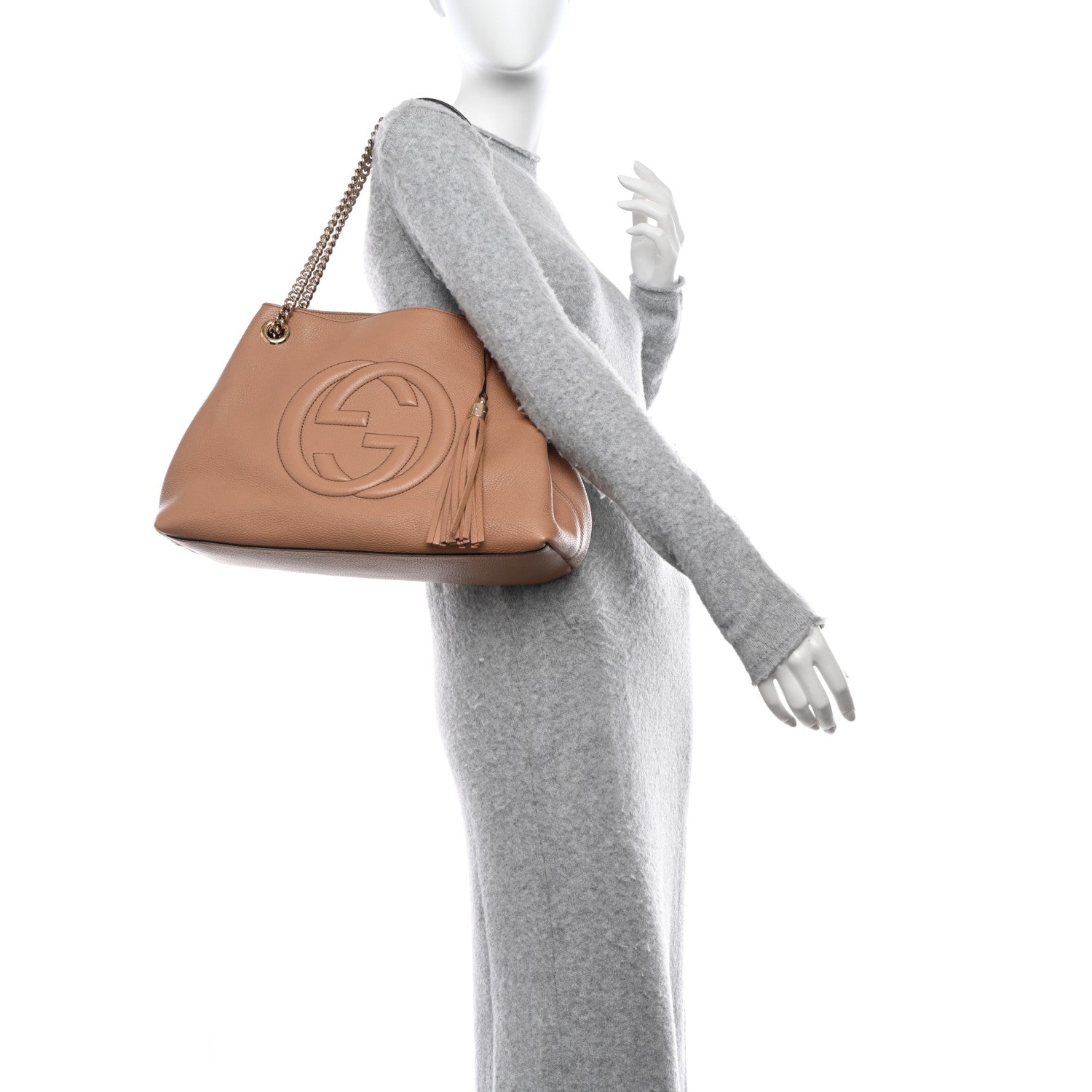 Gucci Pebbled Calfskin Medium Soho Chain Shoulder Bag Camelia 2 of 10