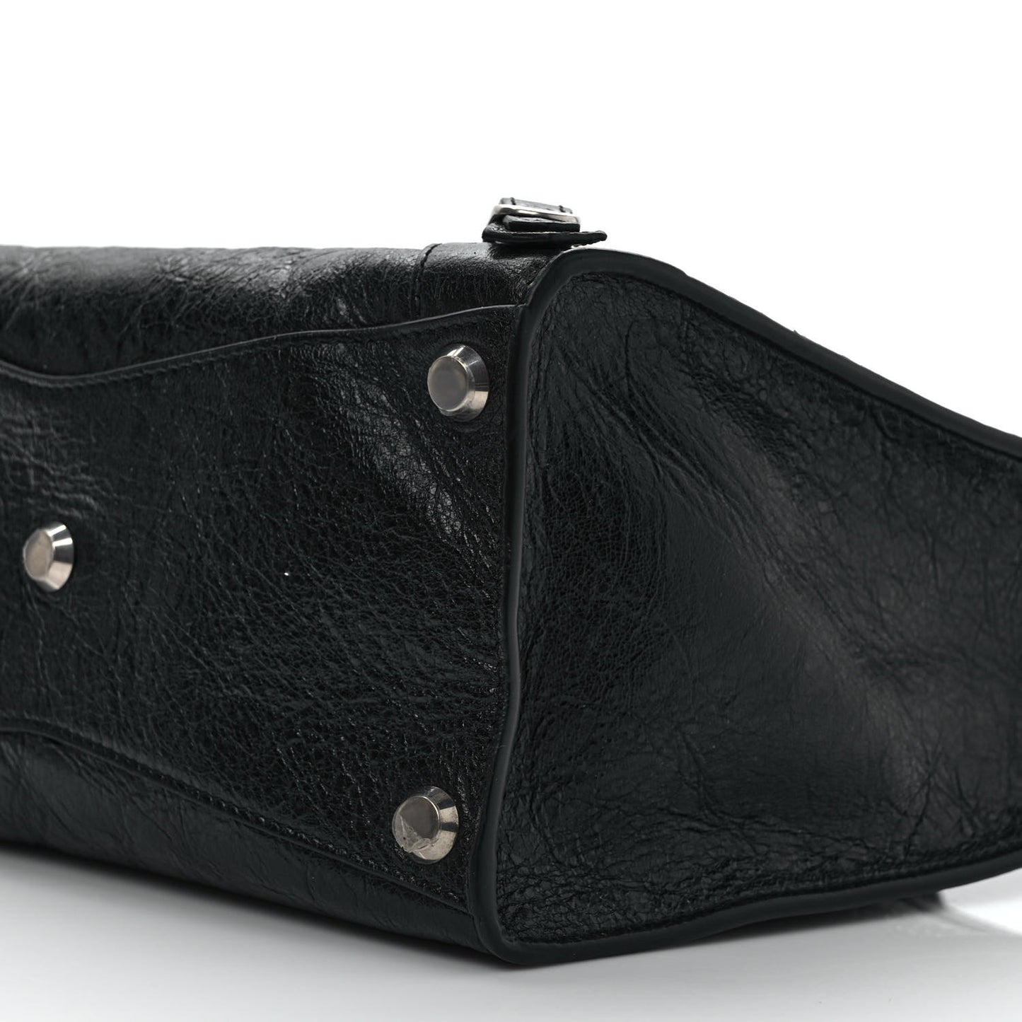 Agneau Arena Neo Classic Silver Hardware Medium Upside Down Tote Black