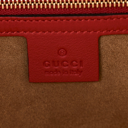 Gucci GG Supreme Monogram Calfskin Medium Padlock Top Handle Bag Beige Hibiscus Red New Rosette 6 of 10