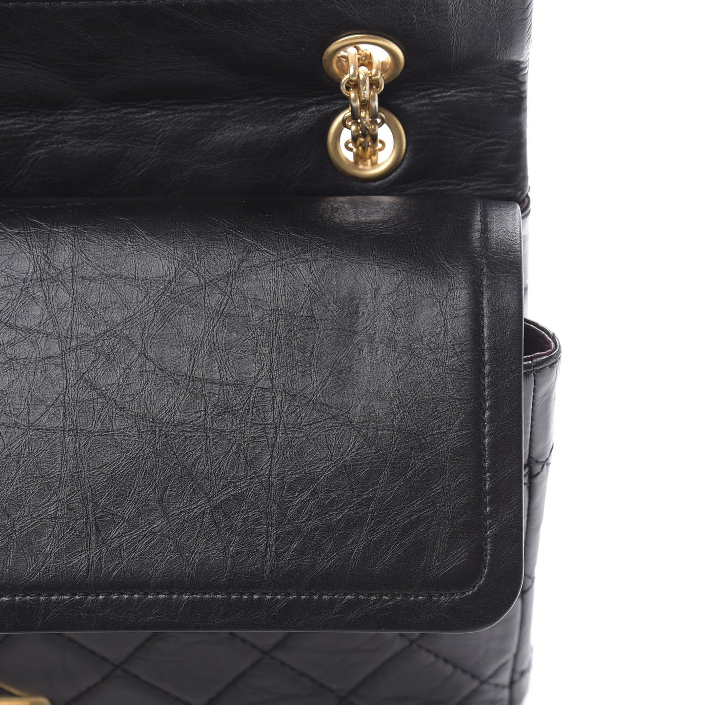 Aged Calfskin Quilted 2.55 Reissue 227 Flap Black