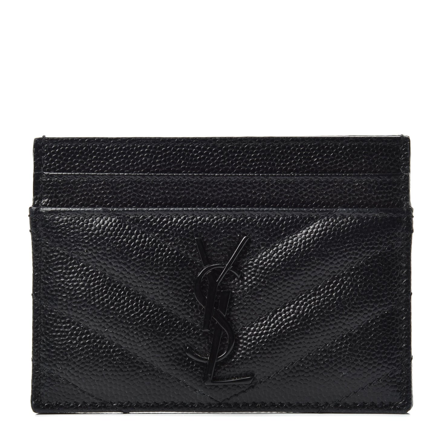 Grain De Poudre Matelasse Chevron Monogram Credit Card Case Black