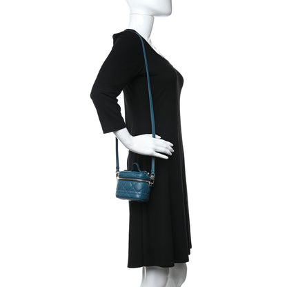 Christian Dior Lambskin Cannage Micro Lady Dior Vanity Case Deep Ocean 2 of 8