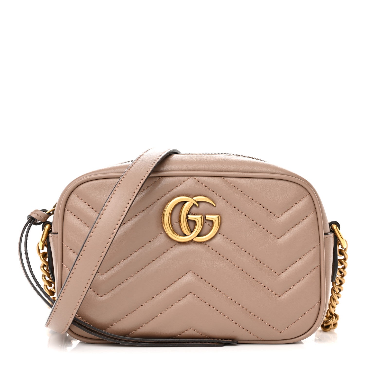 Gucci Calfskin Matelasse Mini GG Marmont Chain Shoulder Bag Porcelain Rose 1 of 11