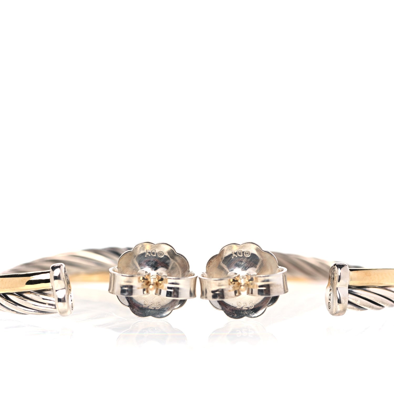 David Yurman Sterling Silver 18K Yellow Gold 23mm Crossover Cable Hoop Earrings 3 of 5