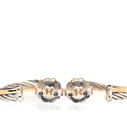 David Yurman Sterling Silver 18K Yellow Gold 23mm Crossover Cable Hoop Earrings 3 of 5