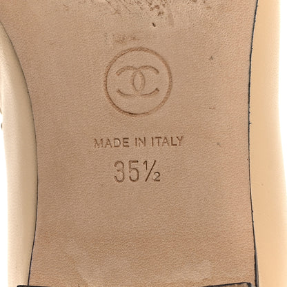 Chanel Lambskin Grosgrain Chain Cap Toe Flats 35.5 Beige Black 7 of 10