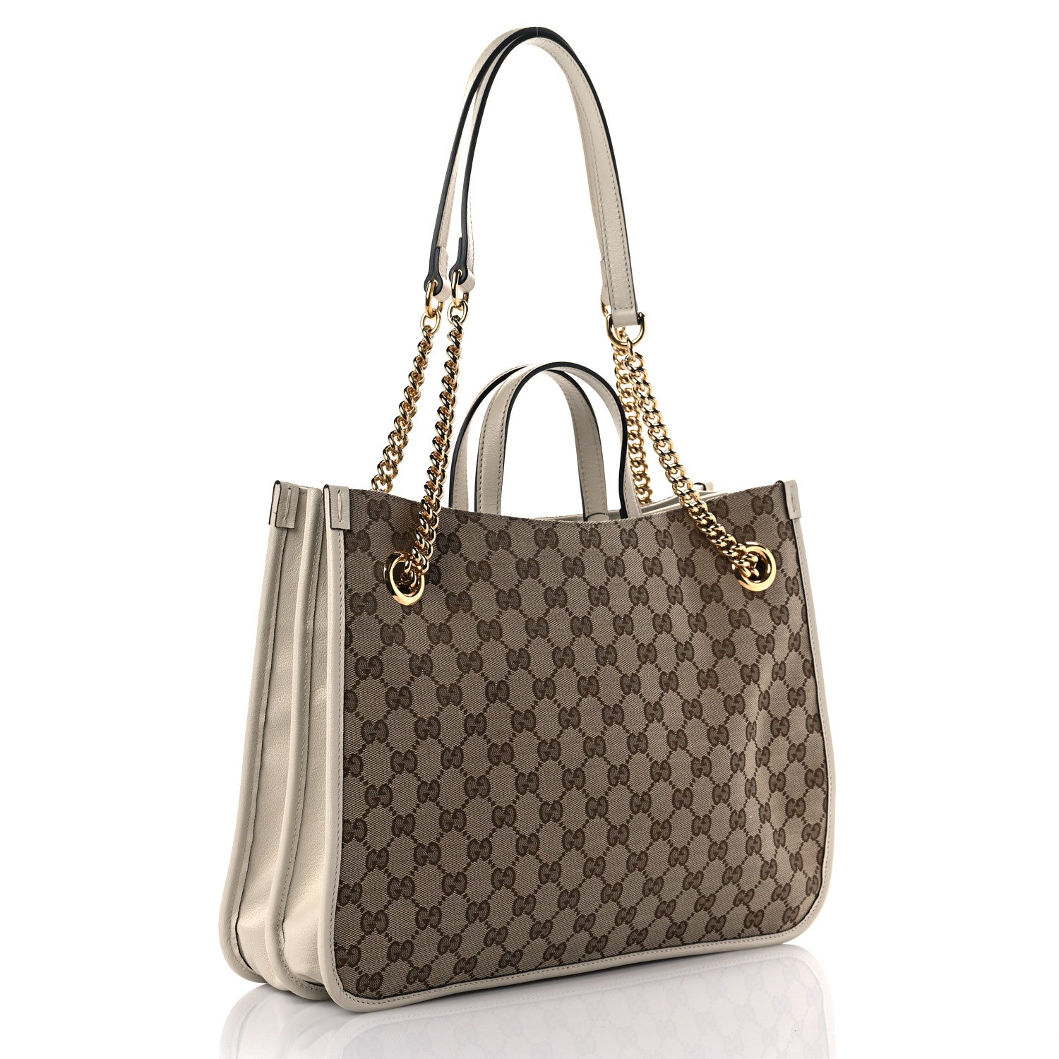 Gucci Monogram Calfskin Medium Horsebit 1955 Tote Bag Beige Mystic White 2 of 16