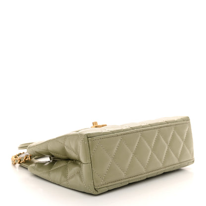 Chanel Shiny Aged Calfskin Quilted Nano Kelly Shopper Khaki 4 of 11