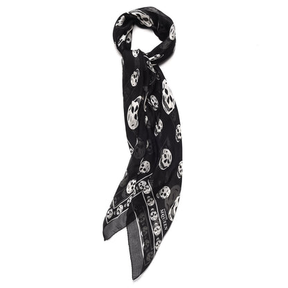 Alexander McQueen Silk Chiffon Skull Scarf Black Ivory 1 of 7