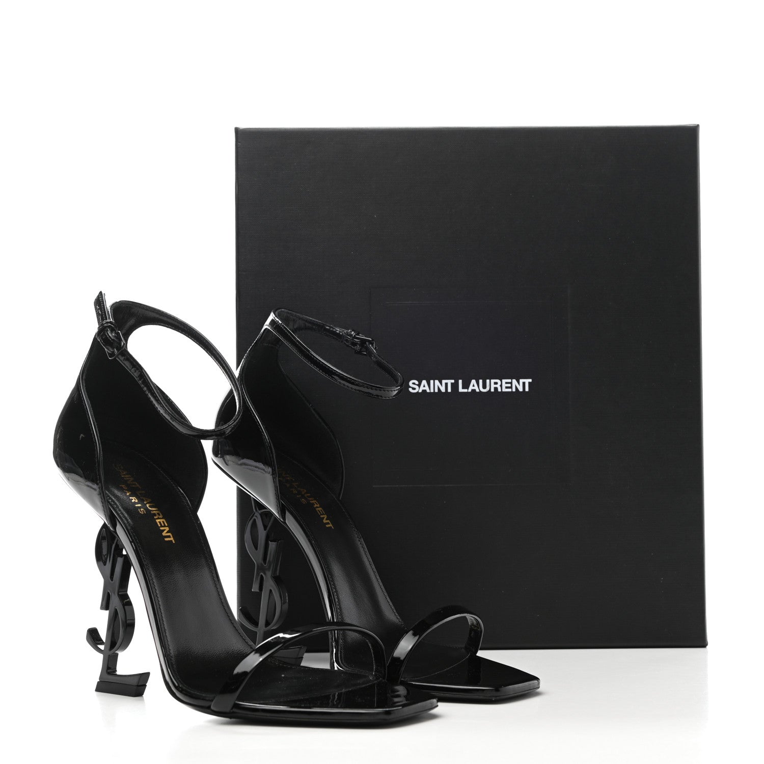 Saint Laurent Patent Calfskin Opyum 110 Sandals 38 Black 11 of 11
