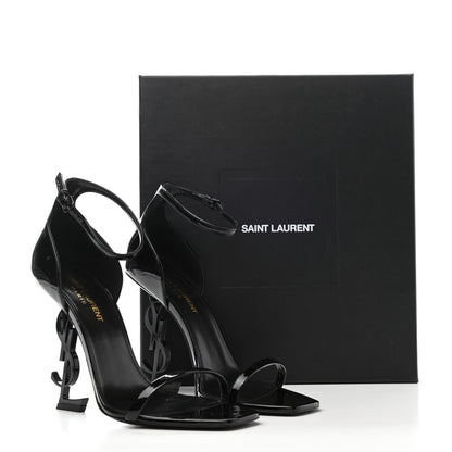 Saint Laurent Patent Calfskin Opyum 110 Sandals 38 Black 11 of 11