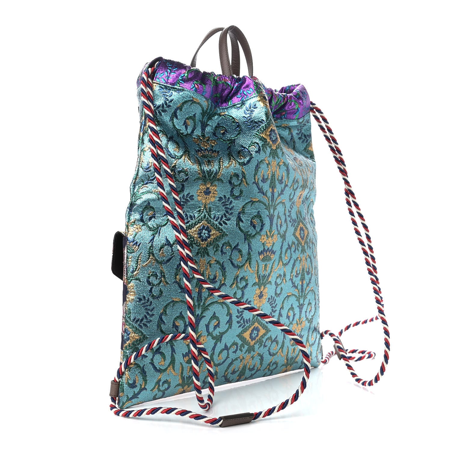 Gucci Brocade Embroidered Drawstring Backpack Multicolor 3 of 9