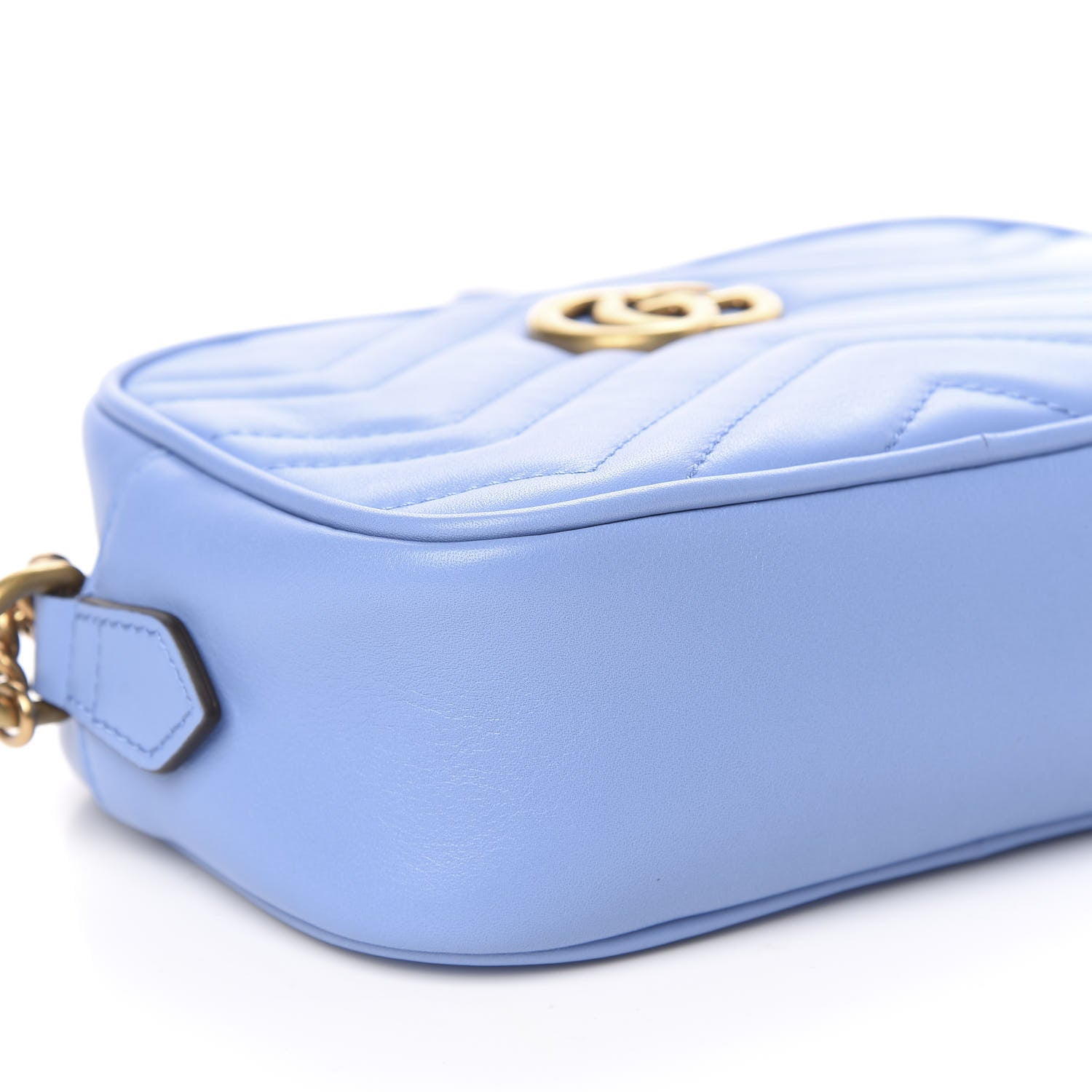 Gucci Calfskin Matelasse Mini GG Marmont Chain Shoulder Bag Clear Sky Blue 7 of 9