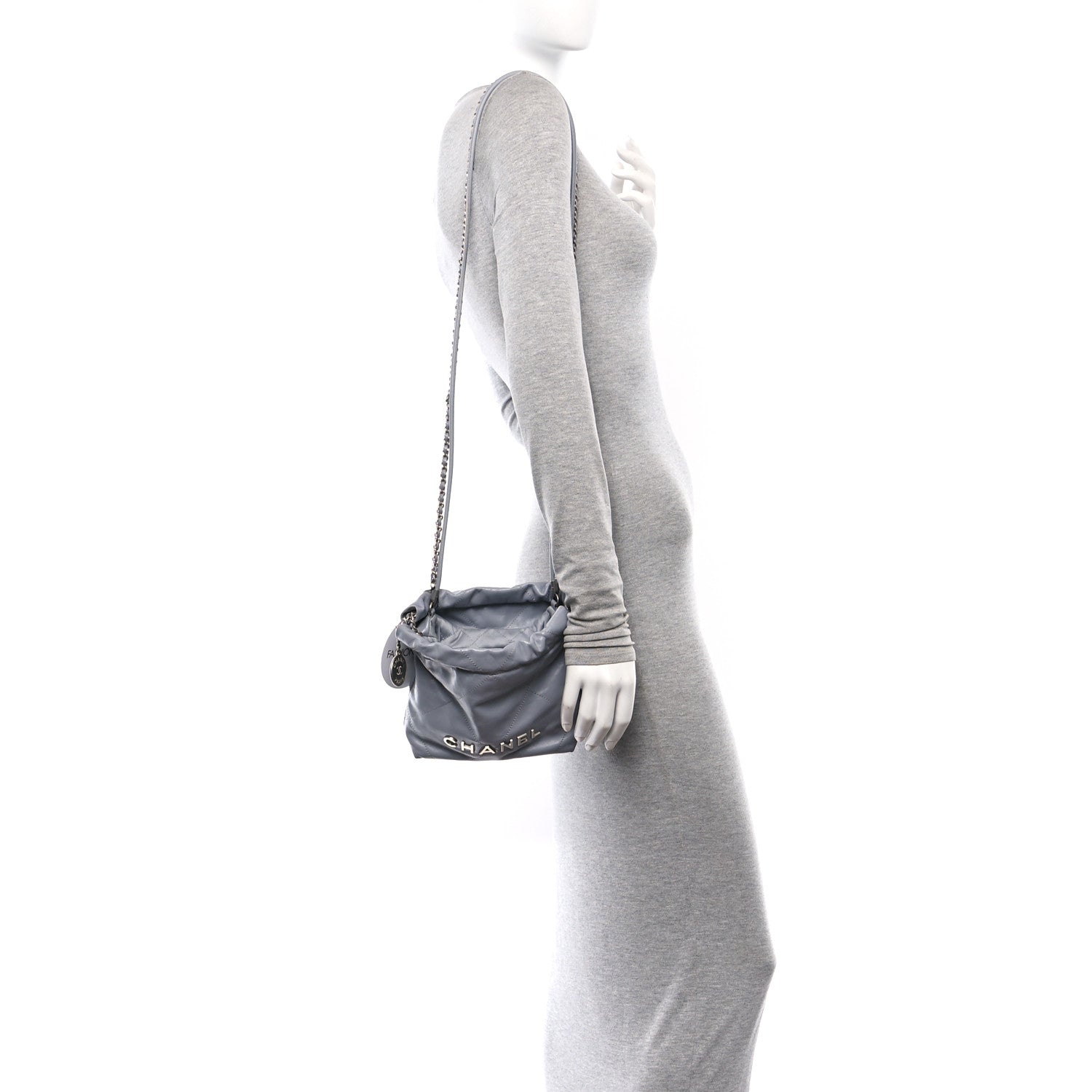 Chanel Shiny Calfskin Quilted Mini Chanel 22 Grey 2 of 13