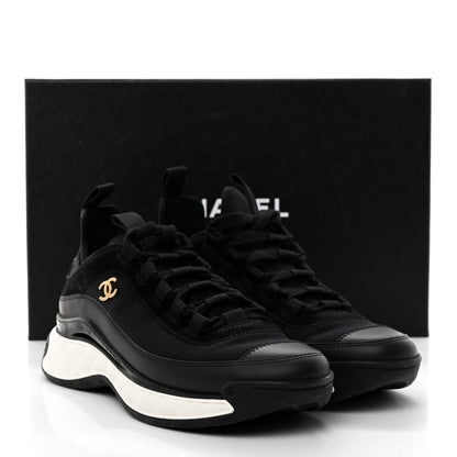 Chanel Velvet Calfskin Mixed Fibers CC Sneakers 37 Black 9 of 9