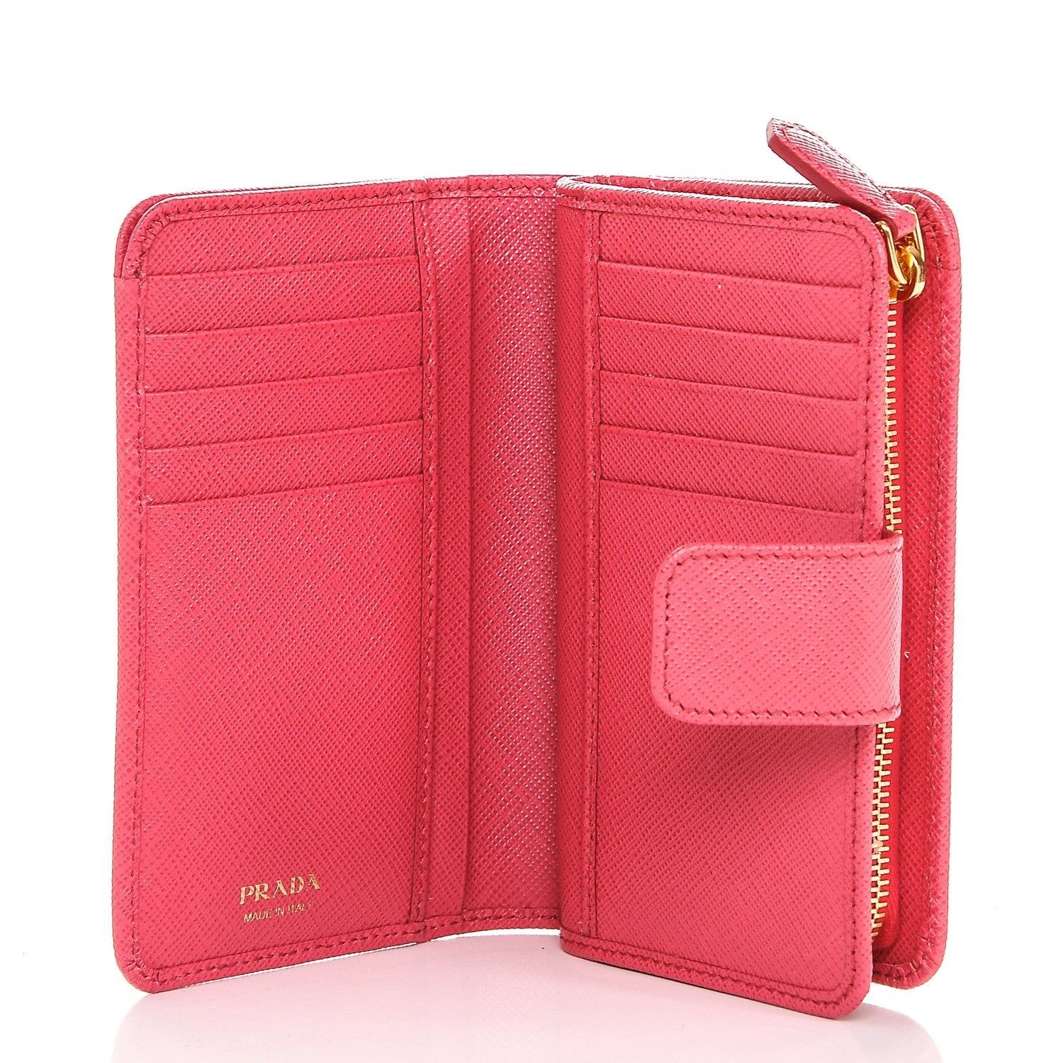 Prada Saffiano Metal Compact Wallet Peonia 5 of 6