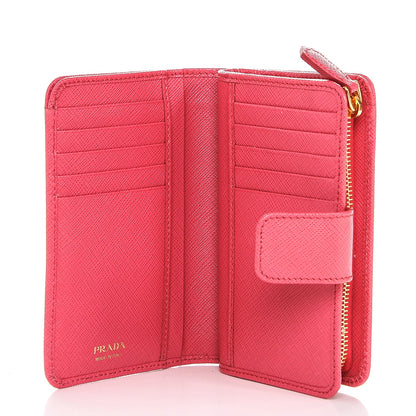 Prada Saffiano Metal Compact Wallet Peonia 5 of 6
