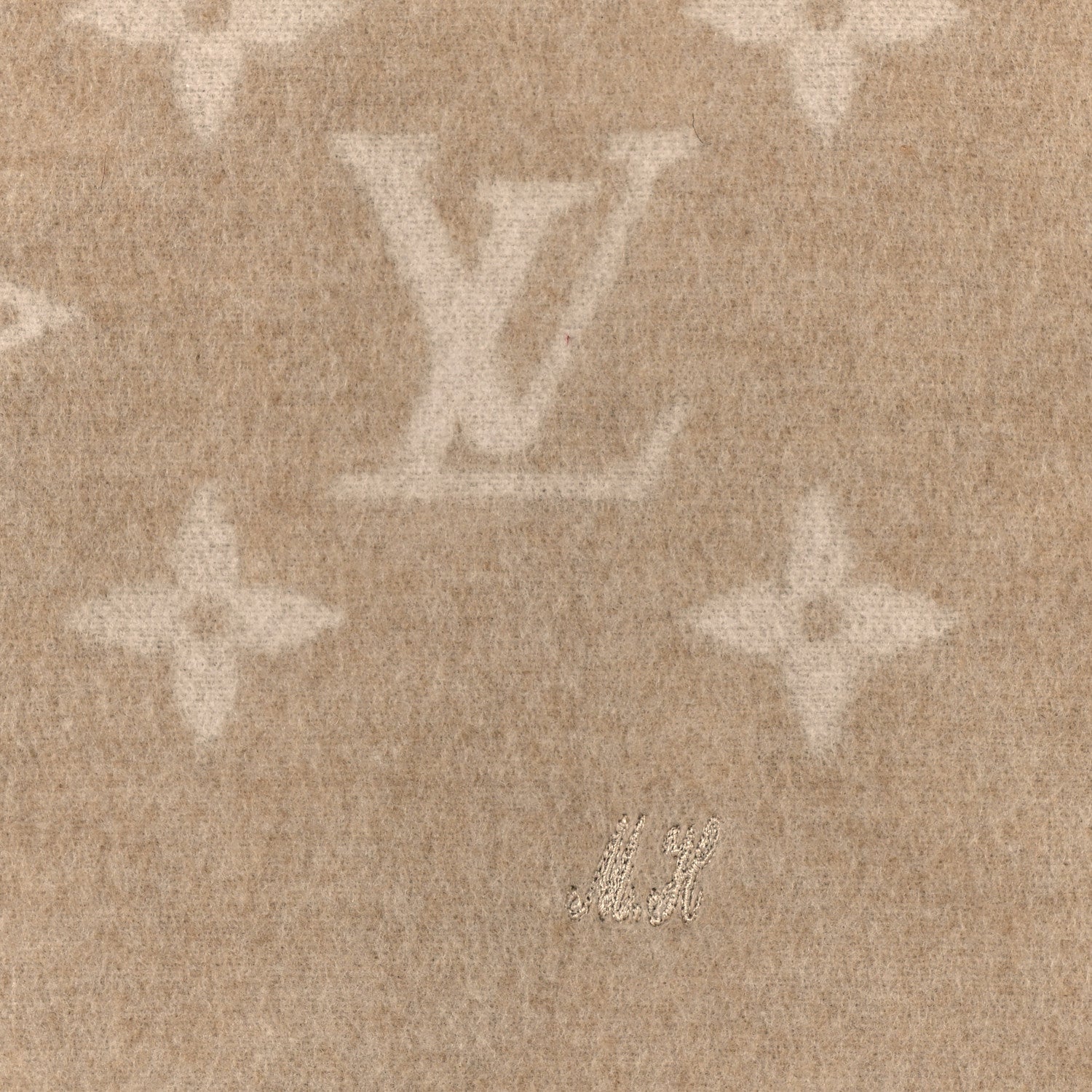 Louis Vuitton Wool Cashmere Monogram Blanket Beige 3 of 4