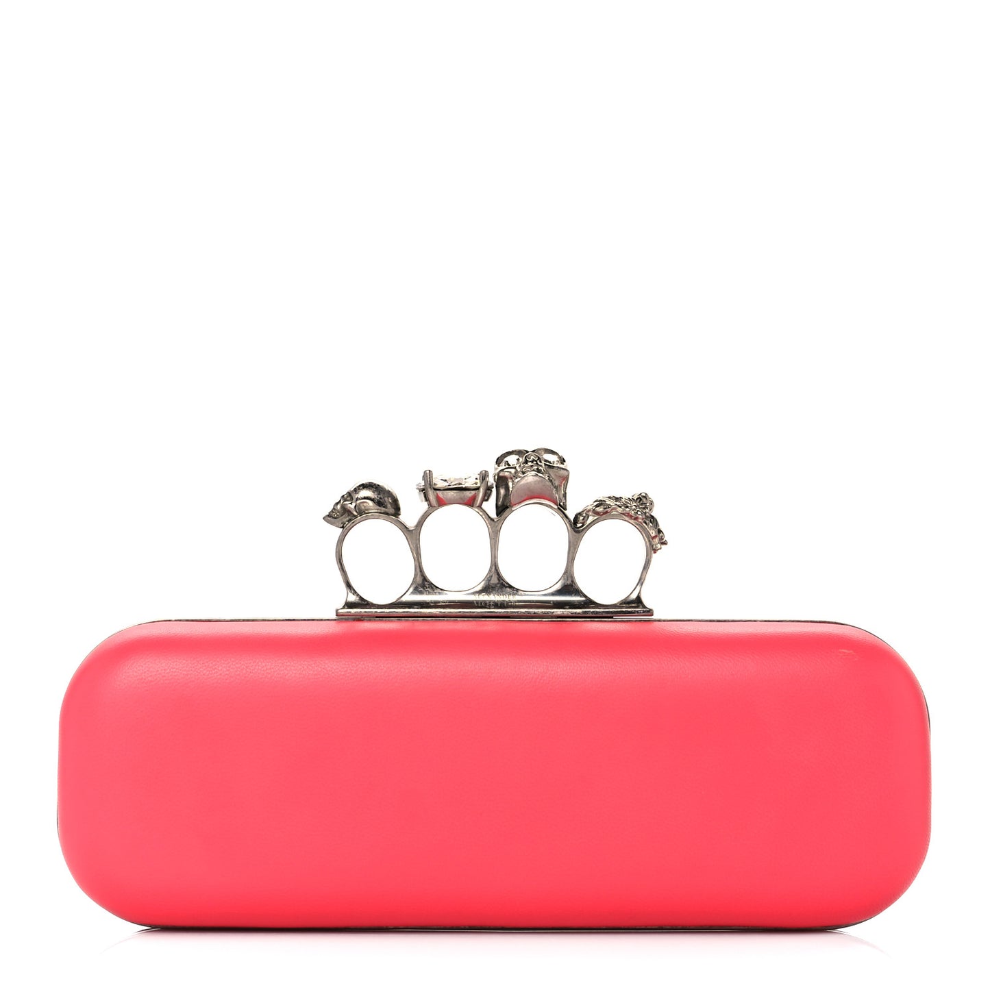 Nappa Skull Knuckle Box Clutch Geranio