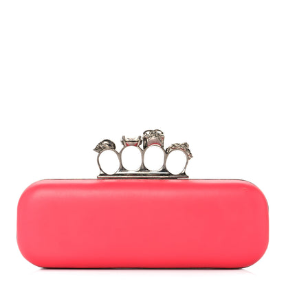 Alexander McQueen Nappa Skull Knuckle Box Clutch Geranio 1 of 11