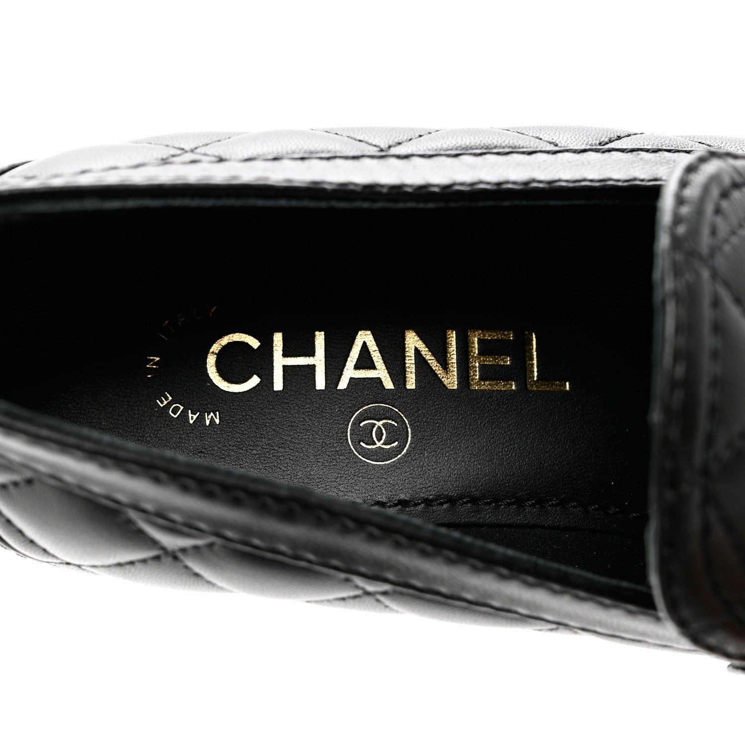 Chanel Lambskin Quilted CC Heart Loafers 37 Black 9 of 10