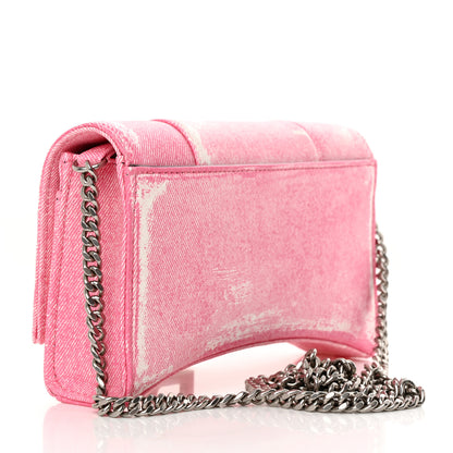 Balenciaga Nappa Denim Printed Hourglass Chain Bag Denim Pink 3 of 10