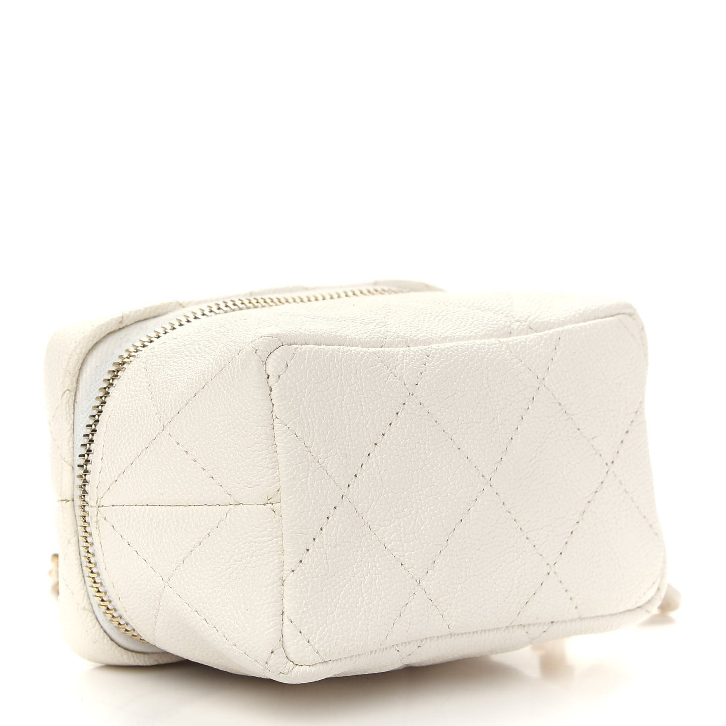 Caviar Quilted Mini Top Handle Vanity With Chain White