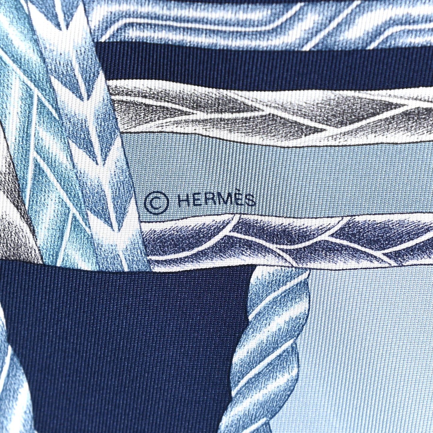 Silk Robe Du Soir Scarf 90 Bleu Glacier Gris White