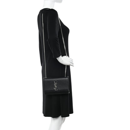 Saint Laurent Grain De Poudre Small Monogram Kate Satchel Black 2 of 13