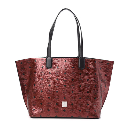 MCM Metallic Visetos Shopper Tote Scooter Red 1 of 10