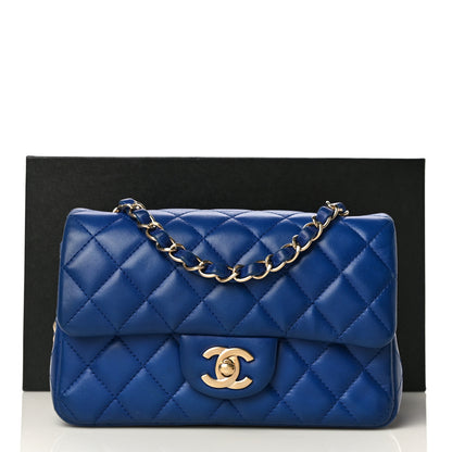 Chanel Lambskin Quilted Mini Rectangular Flap Blue 12 of 12