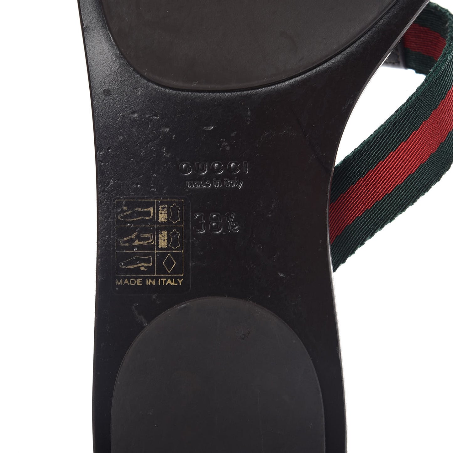 Nylon Guccissima Web Womens Thong Sandals 38.5 Green Red Cocoa