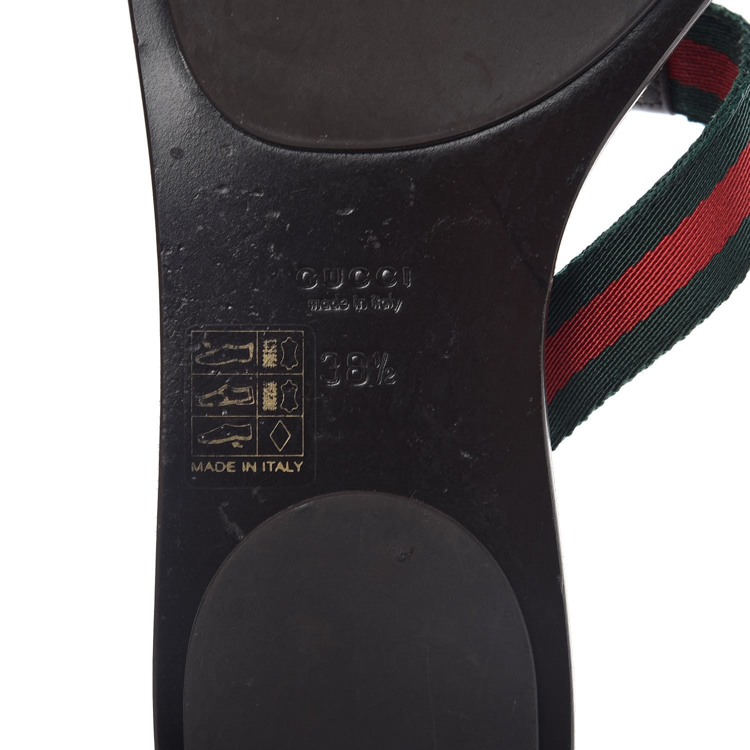 Gucci Nylon Guccissima Web Womens Thong Sandals 38.5 Green Red Cocoa 6 of 8