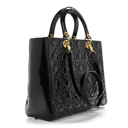Christian Dior Patent Cannage Large Lady Dior Black 3 of 15