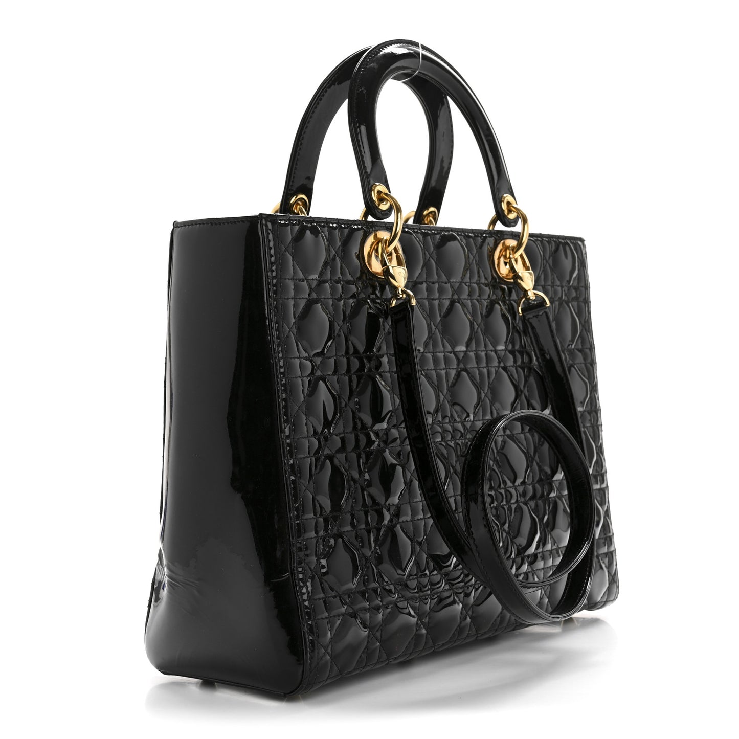 Patent Cannage Large Lady Dior Black